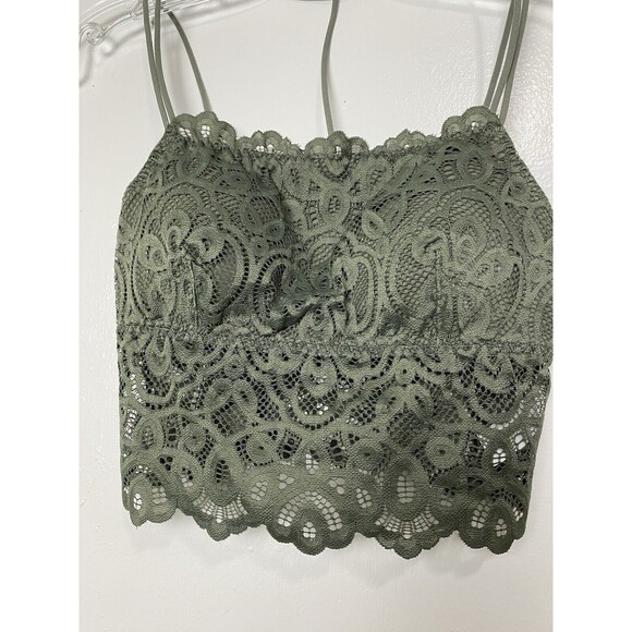 Tranquil & True Lace Bralette Bra Size S Women's Green Double Strap Padded - Picture 12 of 15
